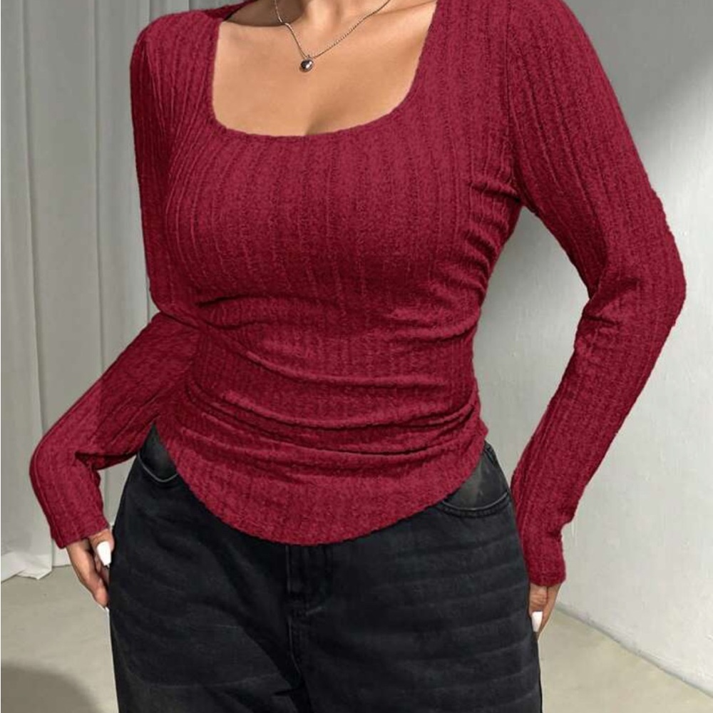 Long Sleeve Fitted Bodycon T-Shirt Plus 3XL